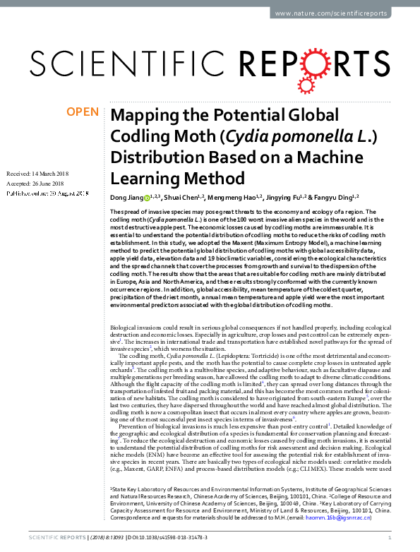 (PDF) Mapping the Potential Global Codling Moth (Cydia pomonella L ...
