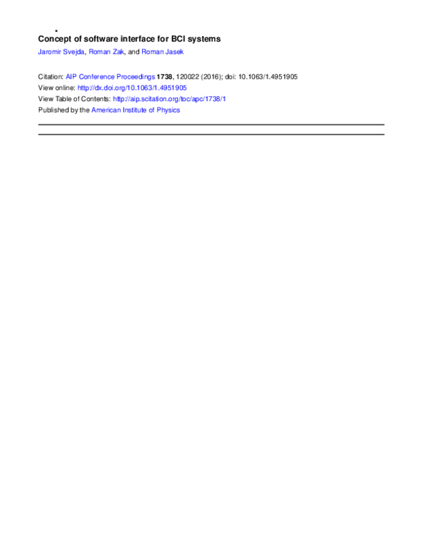 (PDF) Concept of software interface for BCI systems
