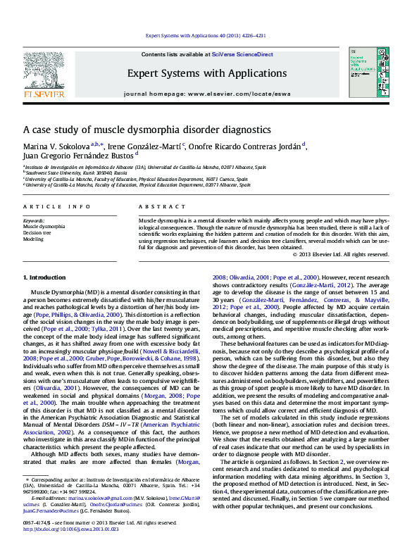 (PDF) A case study of muscle dysmorphia disorder diagnostics juan