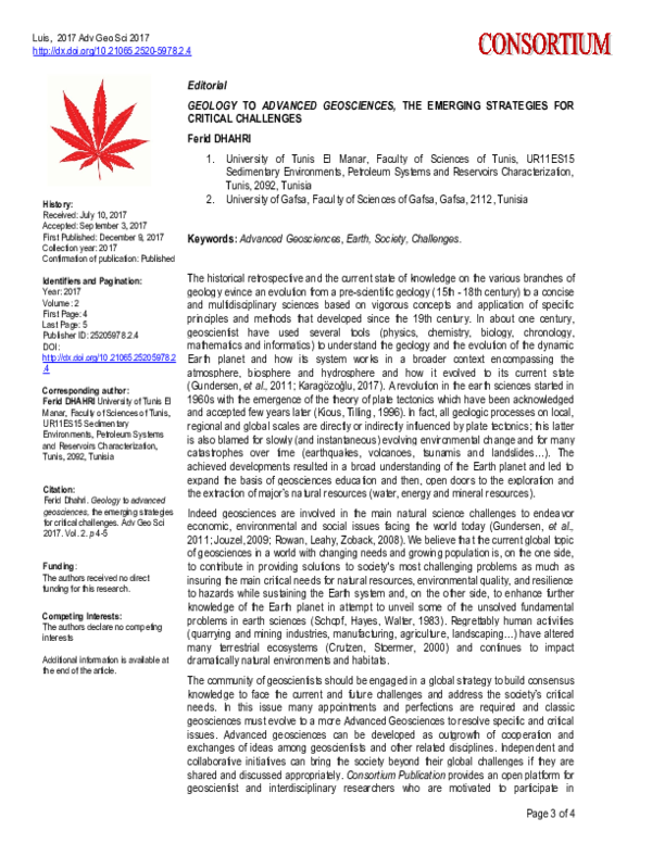 (PDF) The Contribution of Geosciences to Cultural Heritage Study