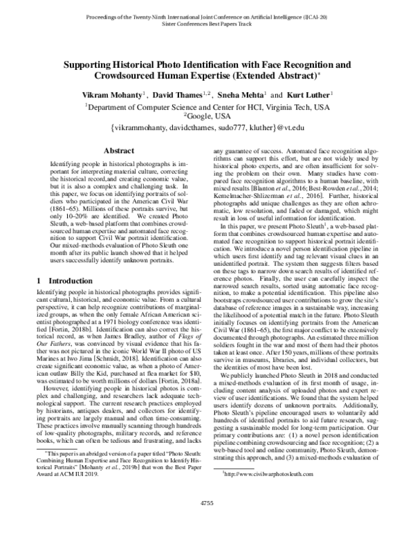 (PDF) Supporting Historical Photo Identification with Face Recognition ...