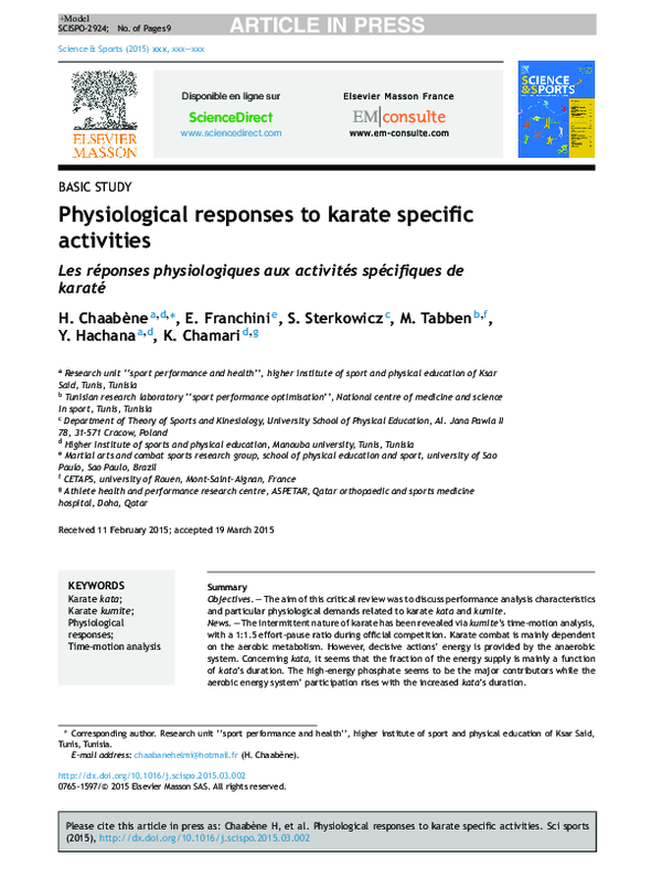 (PDF) Physiological responses to karate specific activities