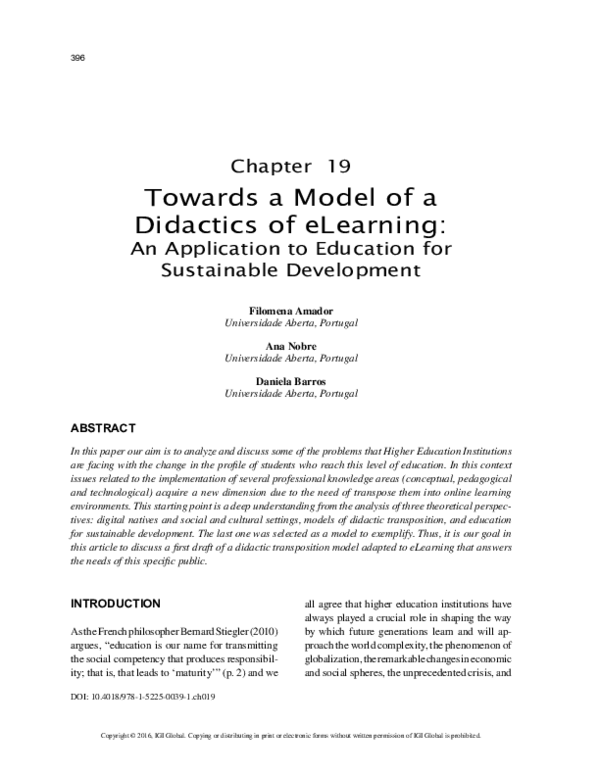 (PDF) Towards a Model of a Didactics of eLearning
