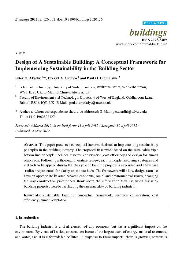 (PDF) Design of A Sustainable Building: A Conceptual Framework for ...