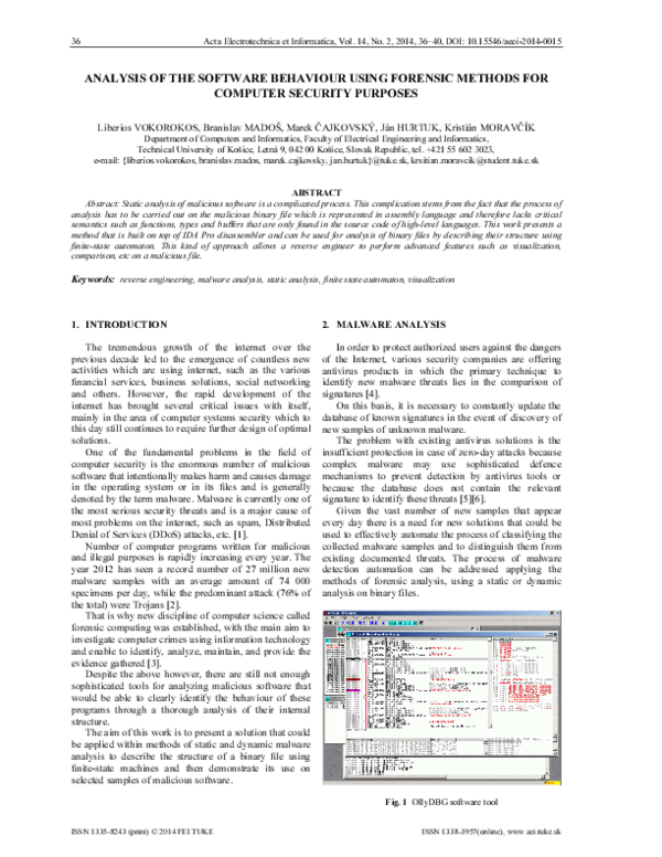 (PDF) Analysis of the Software Behaviour Using Forensic Methods for ...