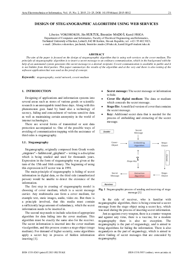 (PDF) Design of Steganographic Algorithm Using Web Services