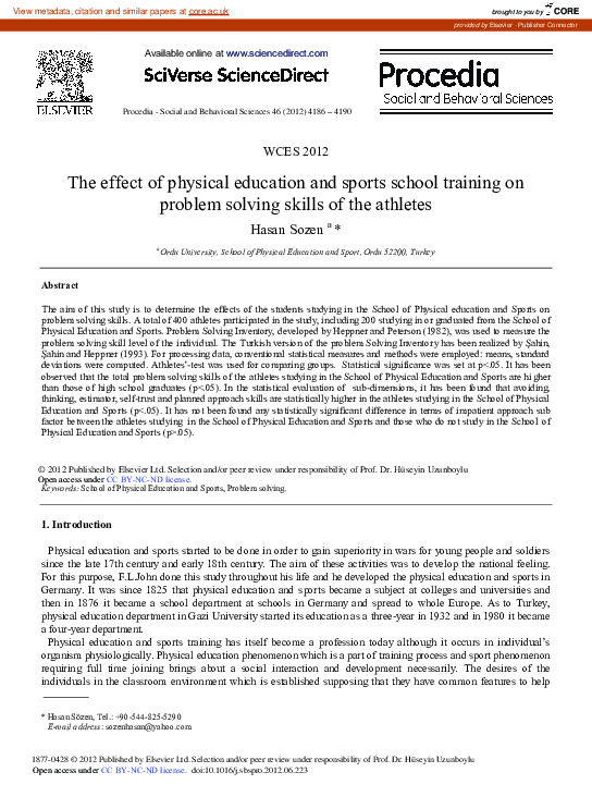 (PDF) The Effect of Physical Education and Sports School Training on ...
