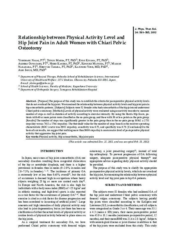 (PDF) Relationship between Physical Activity Level and Hip Joint Pain ...