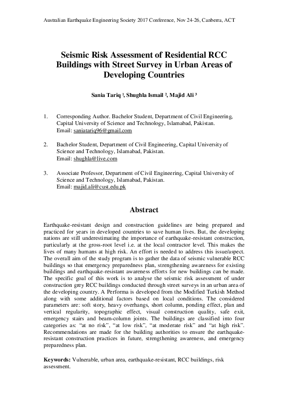 (PDF) Seismic Risk Assessment of Residential RCC Buildings with Street ...