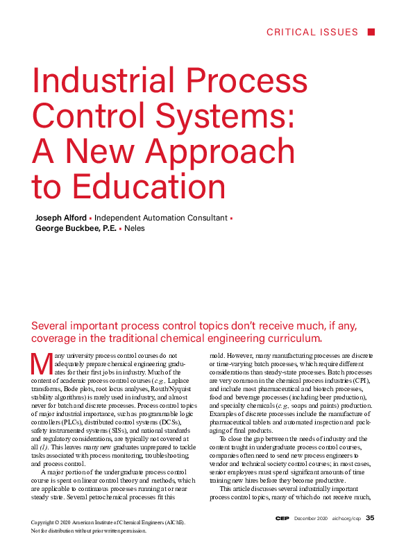 (PDF) Process Control systems : a New approach to education