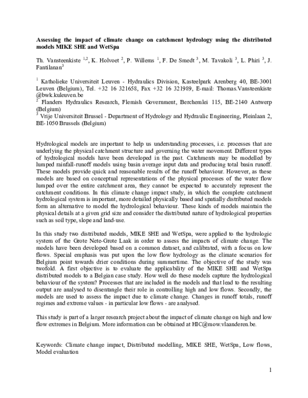 (PDF) Assessing the impact of climate change on catchment hydrology ...