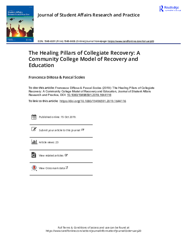 (PDF) The Healing Pillars of Collegiate Recovery: A Community College ...