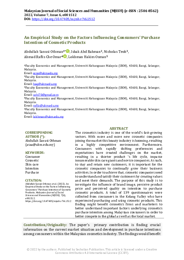 (PDF) An Empirical Study on the Factors Influencing Consumers’ Purchase ...