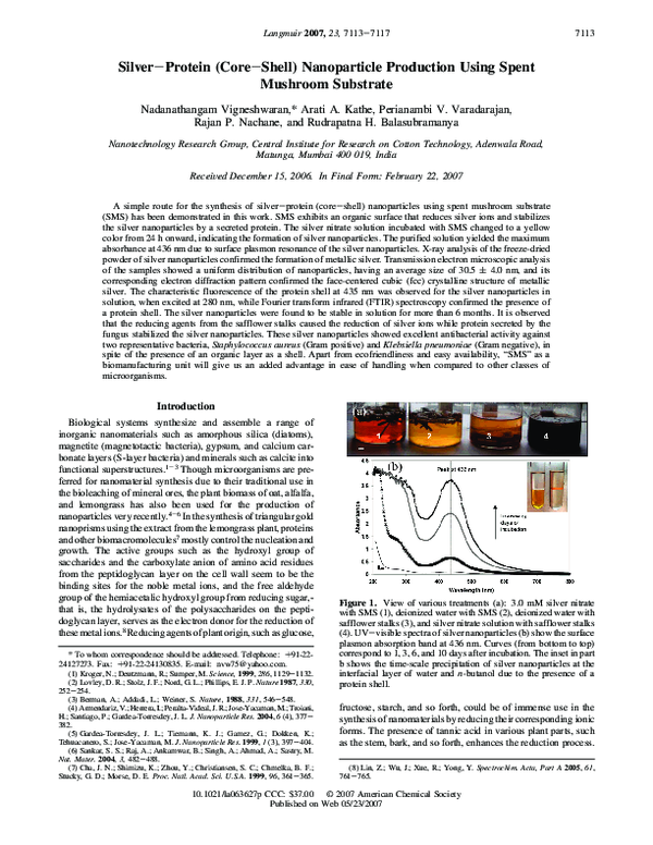 (PDF) Silver−Protein (Core−Shell) Nanoparticle Production Using Spent ...