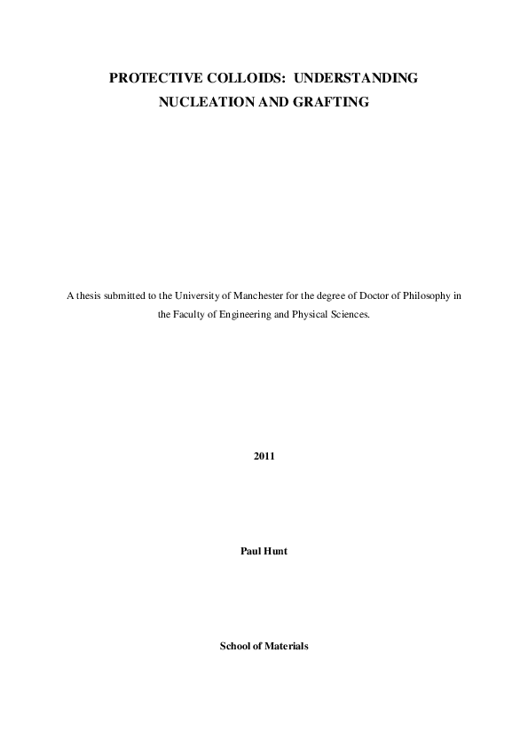 (PDF) Protective colloids understanding nucleation and grafting