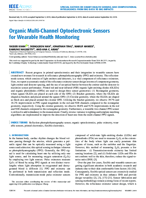 (PDF) Organic Multi-Channel Optoelectronic Sensors for Wearable Health ...