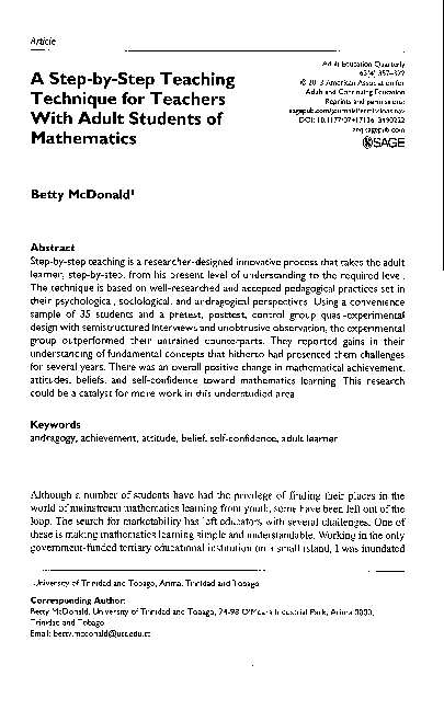 (PDF) A Step-by-Step Teaching Technique for Teachers With Adult ...