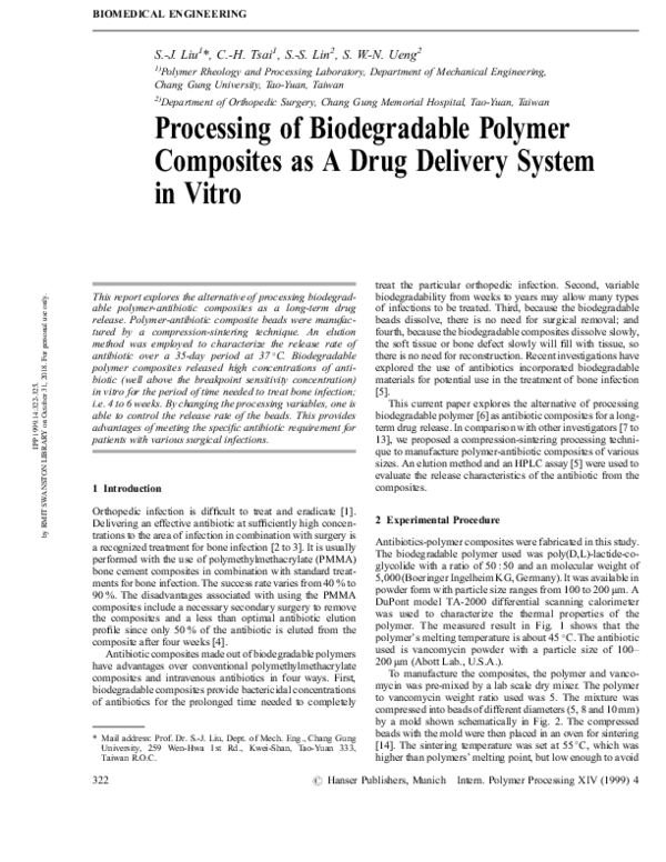 (PDF) Processing of Biodegradable Polymer Composites as A Drug Delivery ...