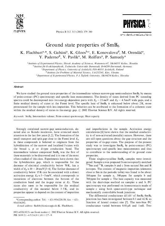 (PDF) Ground state properties of SmB6
