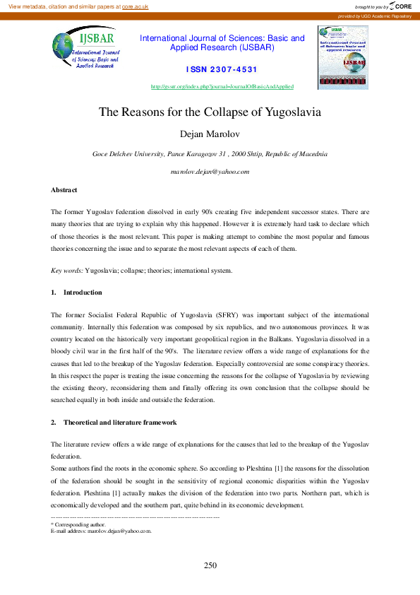  pdf the reasons for the collapse of yugoslavia