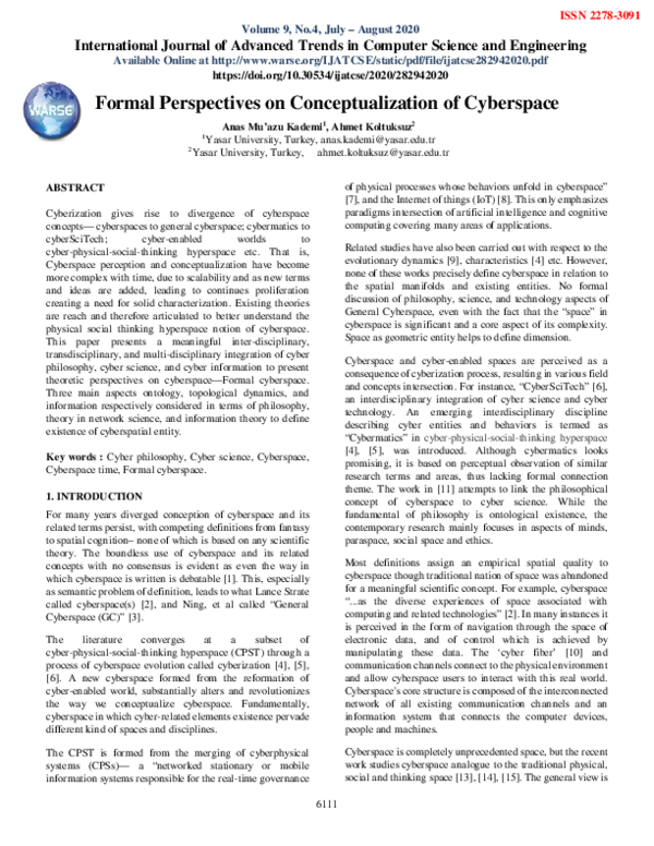 Pdf Formal Perspectives On Conceptualization Of Cyberspace Pdf Formal Perspectives On Conceptualization Of Cyberspace