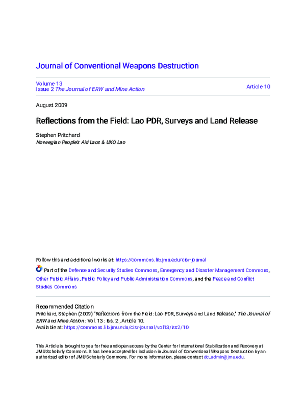 (PDF) Reflections From the Field: Lao PDR, Surveys and Land Release
