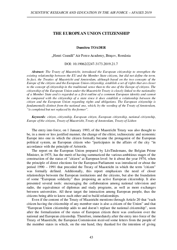 (PDF) The European Union Citizenship