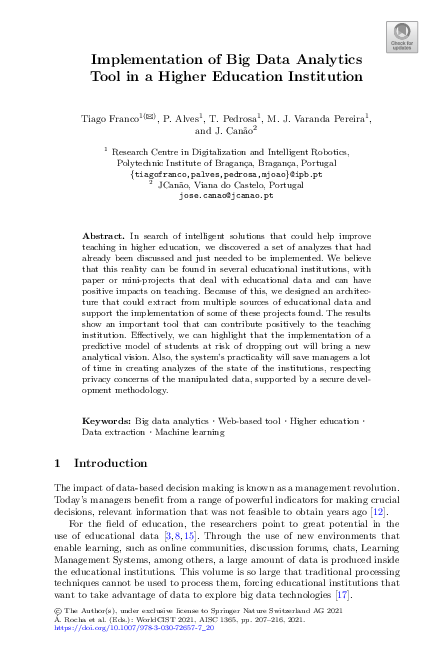 (PDF) Implementation of Big Data Analytics Tool in a Higher Education ...
