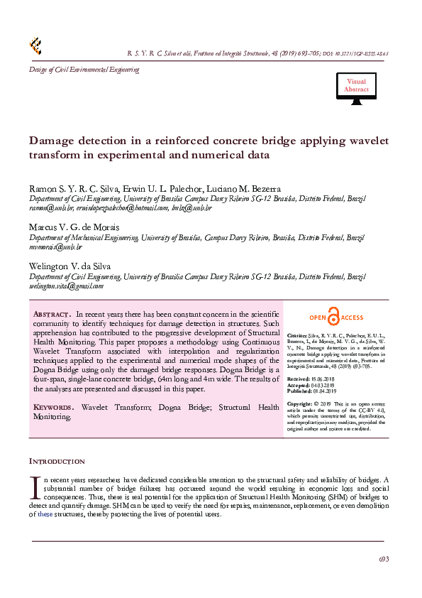 (PDF) Damage detection in a reinforced concrete bridge applying wavelet ...