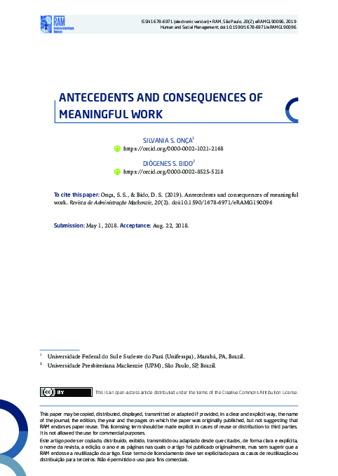 (PDF) Antecedents and Consequences of Meaningful Work