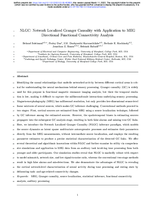 (PDF) NLGC: Network Localized Granger Causality with Application to MEG ...