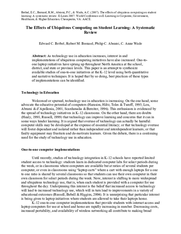 (PDF) The effects of ubiquitous computing on student learning: a ...