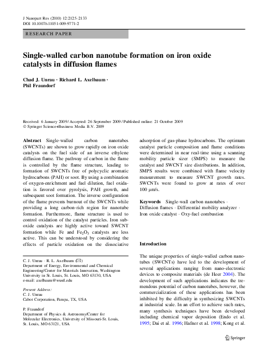 (PDF) Single-walled carbon nanotube formation on iron oxide catalysts ...