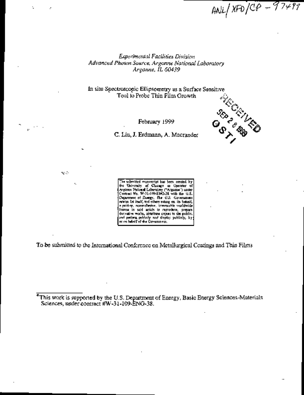 (PDF) In situ spectroscopic ellipsometry as a surface-sensitive tool to ...