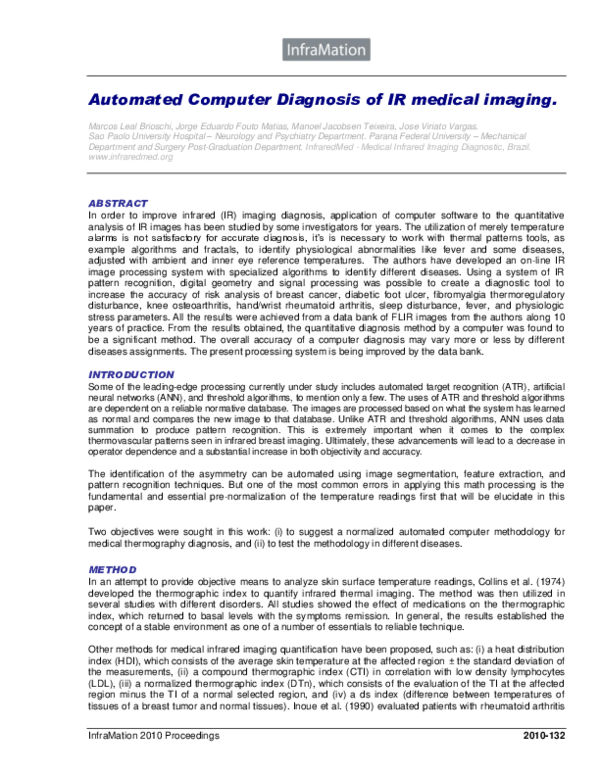 (PDF) Automated Computer Diagnosis of IR medical imaging
