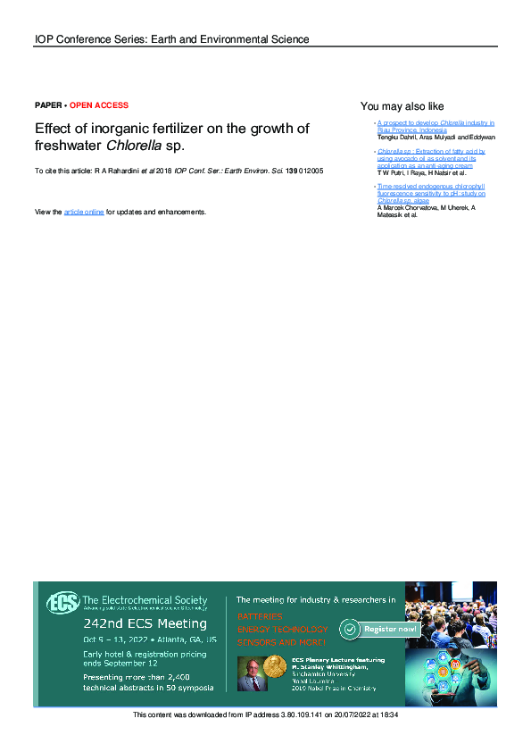 (PDF) Effect of inorganic fertilizer on the growth of freshwater ...