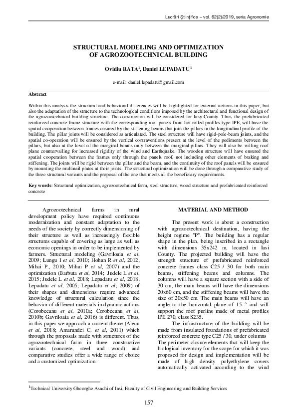  pdf structural modeling and optimization of agrozootechnical building