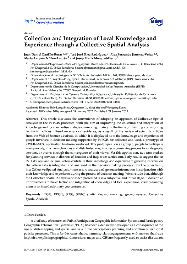 (PDF) Collection and Integration of Local Knowledge and Experience ...