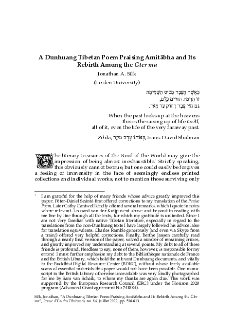 (PDF) A Dunhuang Tibetan Poem Praising Amitābha and Its Rebirth Among ...