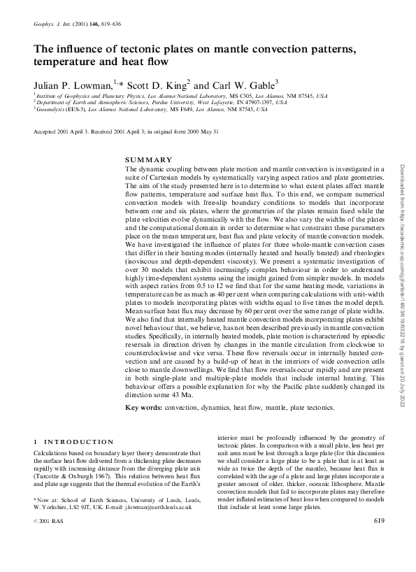 (PDF) The influence of tectonic plates on mantle convection patterns ...