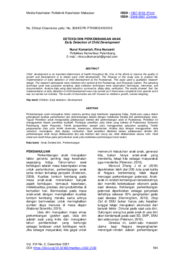 Pdf Deteksi Dini Perkembangan Anak