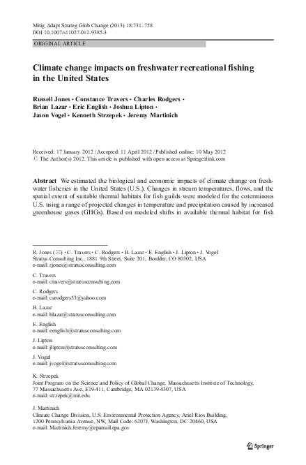 (PDF) Climate change impacts on freshwater recreational fishing in the ...