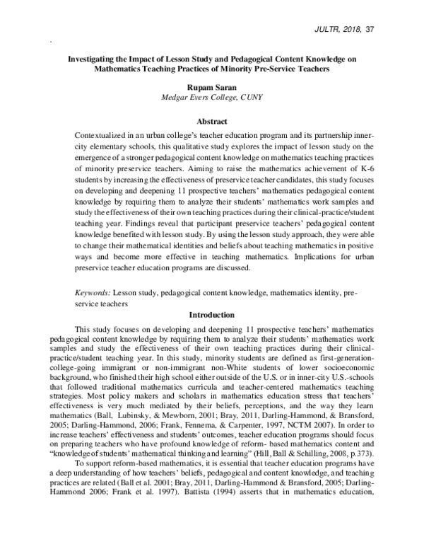 (PDF) Investigating the Impact of Lesson Study and Pedagogical Content ...