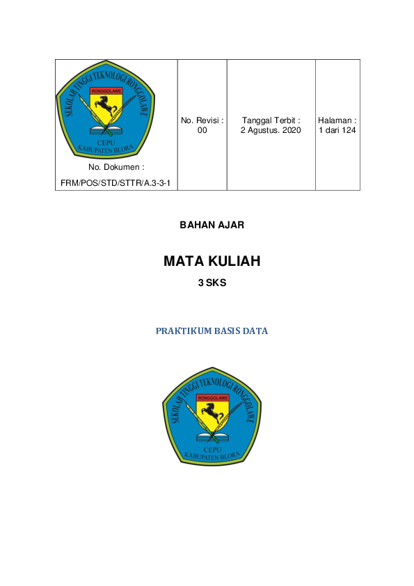 (PDF) Bahan Ajar Praktikum Basis Data
