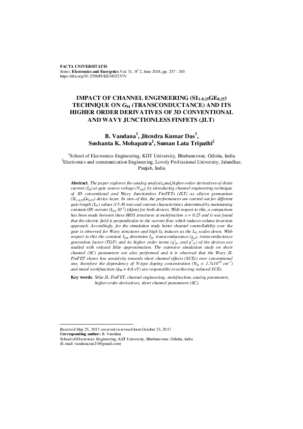 (PDF) Impact of channel engineering (Si1-0.25Ge0.25) technique on GM ...