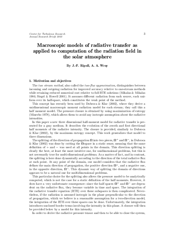 (PDF) Macroscopic Models of Radiative Transfer as Applied to ...