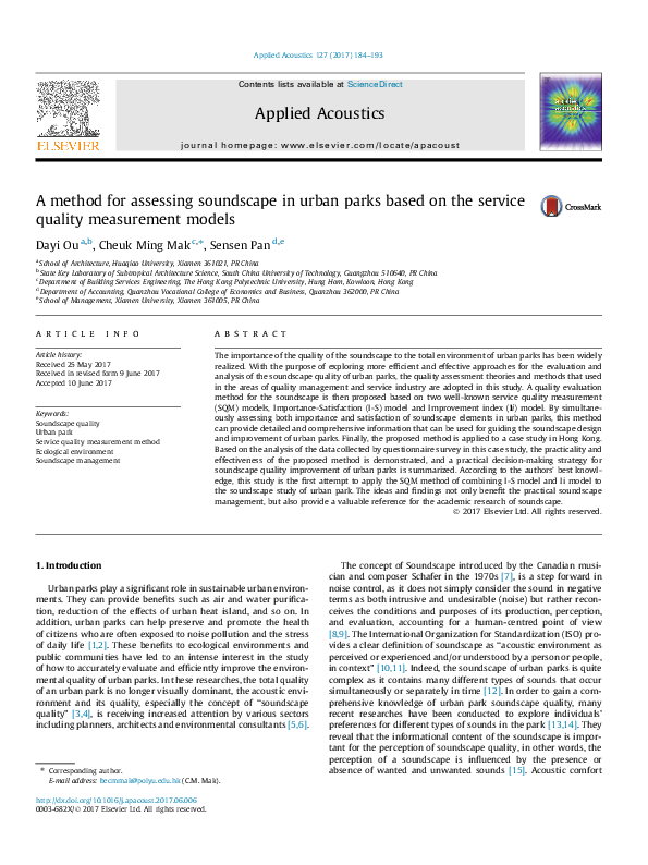 (PDF) A method for assessing soundscape in urban parks based on the ...