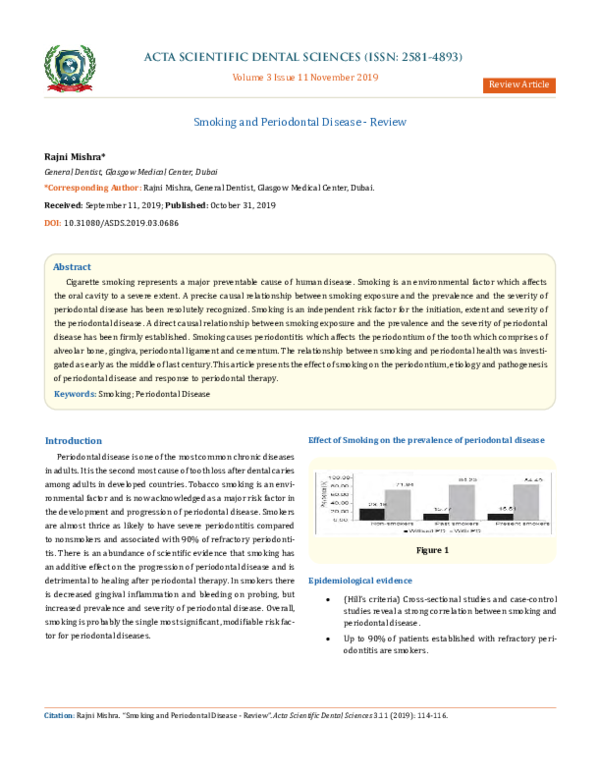 (PDF) Smoking and Periodontal Disease Review Rajni Mishra