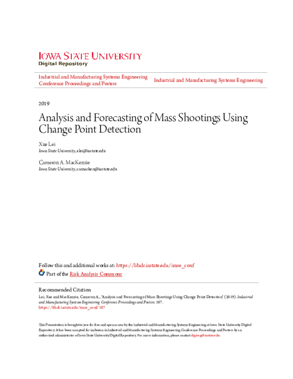 (PDF) Analysis and Forecasting of Mass Shootings Using Change Point ...