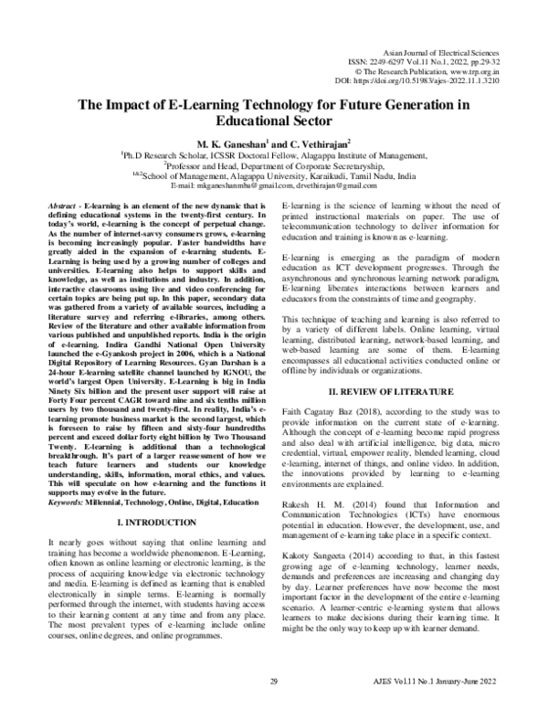 (PDF) The Impact of E-Learning Technology for Future Generation in ...